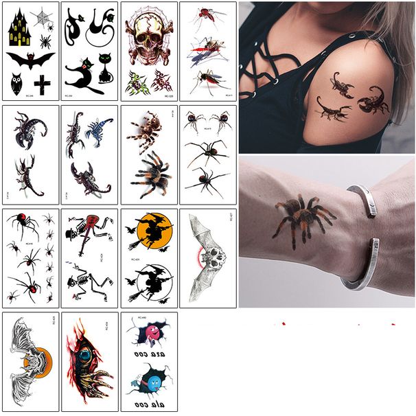 A whole set of Halloween tattoo stickers Scary scar tattoos face stickers_viptrois.com