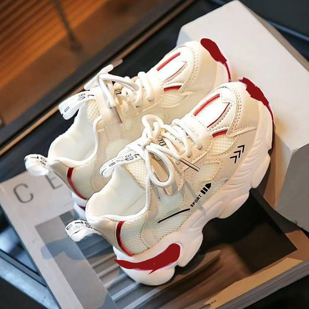 Children's Shoes Girls Sports Shoes Spring New Children's Soft Sole Daddy Shoes Medium And Large Children Girls Running White Shoes_viptrois.com
