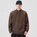 Streetwear Stand Collar Knit Sweater – Premium Polyester Pullover For Men (M-3XL, Relaxed Fit, Luxury Texture)_viptrois.com