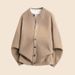 Men's Chunky Knit Cardigan Sweater Oversized Cotton Wool Blend Open Front Coat, Minimalist Style For Fall & Spring (Grey, Black, Red, Khaki, Green)_viptrois.com