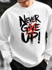 Men's Loose Casual Fashion NEVER GIVE UP Letter Pattern Printed Round Neck Long Sleeved Pullover Hoodie For Autumn And Winter_viptrois.com