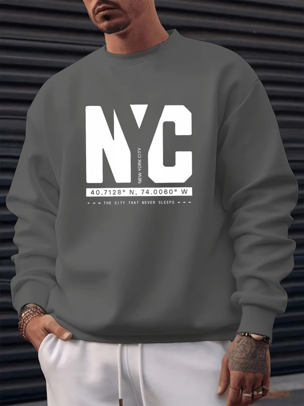 Men's Loose Casual And Fashionable NC Letter Pattern Printed Round Neck Long Sleeved Pullover Hoodie For Autumn And Winter_viptrois.com