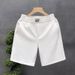 Men's White Casual Shorts Summer Thin Style Trendy Loose Sportswear Mid Length Five Point New_viptrois.com