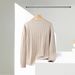 Men's Minimalist Knit Sweater - Textured Polyester Blend Oversized Pullover (Khaki)_viptrois.com