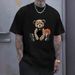 Men's Clothing Short Sleeved T Shirt, New Summer Men's Fashion Casual Commuting Versatile Bear Print Short Sleeved T Shirt_viptrois.com