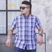 Men's Clothing Plus Size Short Sleeve Shirt Men Fat Guy Loose Plus Size Short Sleeve Yarn Dyed Plaid Shirt Men_viptrois.com