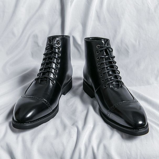 New Patchwork Large Size Autumn Leather Men's British Style Fashion Show High-top Trendy Martin Boots_viptrois.com