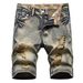 High Street Trendy Summer Five-Point Distressed Retro Fashion Slim Fit Denim Shorts Men's Mid-Length Pants_viptrois.com
