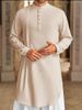 Men's Clothing Button Cotton And Linen Shirt Muslim Robe_viptrois.com