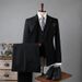 Men's Clothing Double-Breasted Striped Suit Set - Slim Fit Wedding, Business & Interview Formal Suit With Vest Options (Navy/Black/Smoke Grey)_viptrois.com