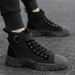 European Warm Series Summer Breathable Martin Canvas High-top Thick-soled Non-slip Men's Shoes British Trendy Workwear Boots Order_viptrois.com