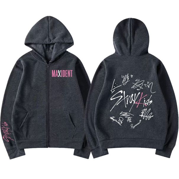 Harajuku Stray Kids Maxident Printed Hoodie KPOP Hooded Zip_viptrois.com