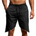 Men's Linen Sports Shorts Summer Loose Beach Casual Solid Color Personalized Swallowtail Style_viptrois.com