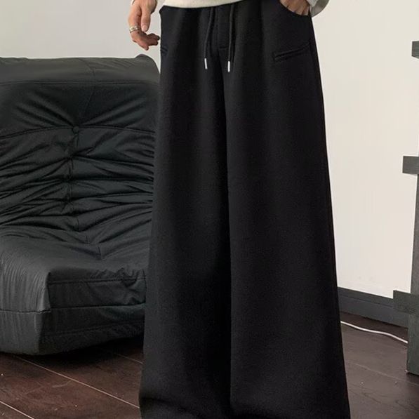 Men's Clothing Wide Leg Sweatpants Heavyweight Sports Pants Casual Trousers Loose Straight Pants_viptrois.com