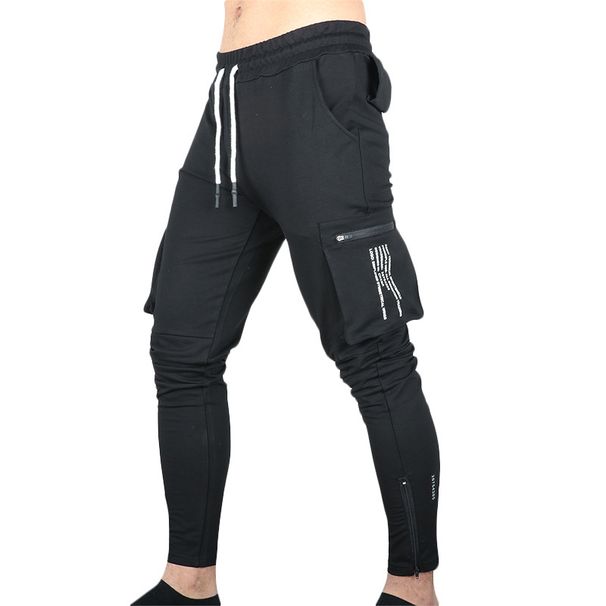 Man's clothing Men's spring and autumn men's casual pants fashion brand straight track pants men's multi-pocket zipper foot pants_viptrois.com