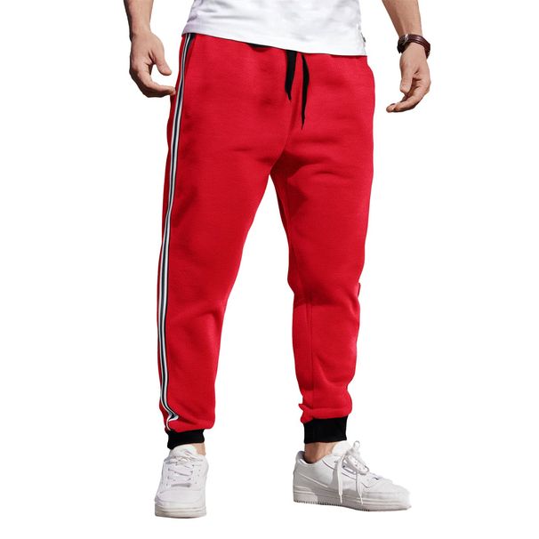 Plus Size Sports Pants For Men & Women - Stylish Side Stripe Design, Fleece-Lined, Elastic Waist, Comfortable Workout & Casual Pants_viptrois.com