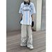 American-style Sports V-neck Jersey Short-sleeve T-shirt, New Loose Hip-hop Style T-shirt For Men And Women, Couple's_viptrois.com