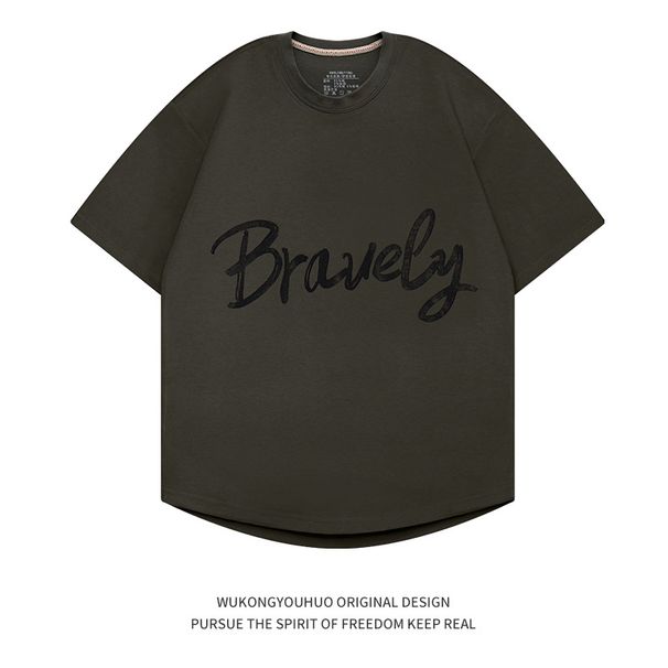Fashionable, loose versatile, beautiful unisex T-shirt with round neck, pure cotton pullover, ruffled and handsome print_viptrois.com