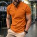 Men's Casual Shirt V Neck Button Business Solid Color Versatile T-Shirt Top With Pocket_viptrois.com