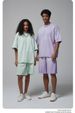 Spring And Summer Old Spray Dyed Brushed Loose Edged High Street Trend Brand Short Sleeved Shorts Couple Suit_viptrois.com