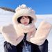 2024 New Year Dragon Treasure Scarf Three Piece Set Gloves Plush Warm Ear Protection Cute Antlers Parent Child Hat_viptrois.com