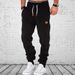Men’s Casual Sweatpants – Solid Color Drawstring Joggers With Leather Label (Black, Blue, S-XXXL)_viptrois.com