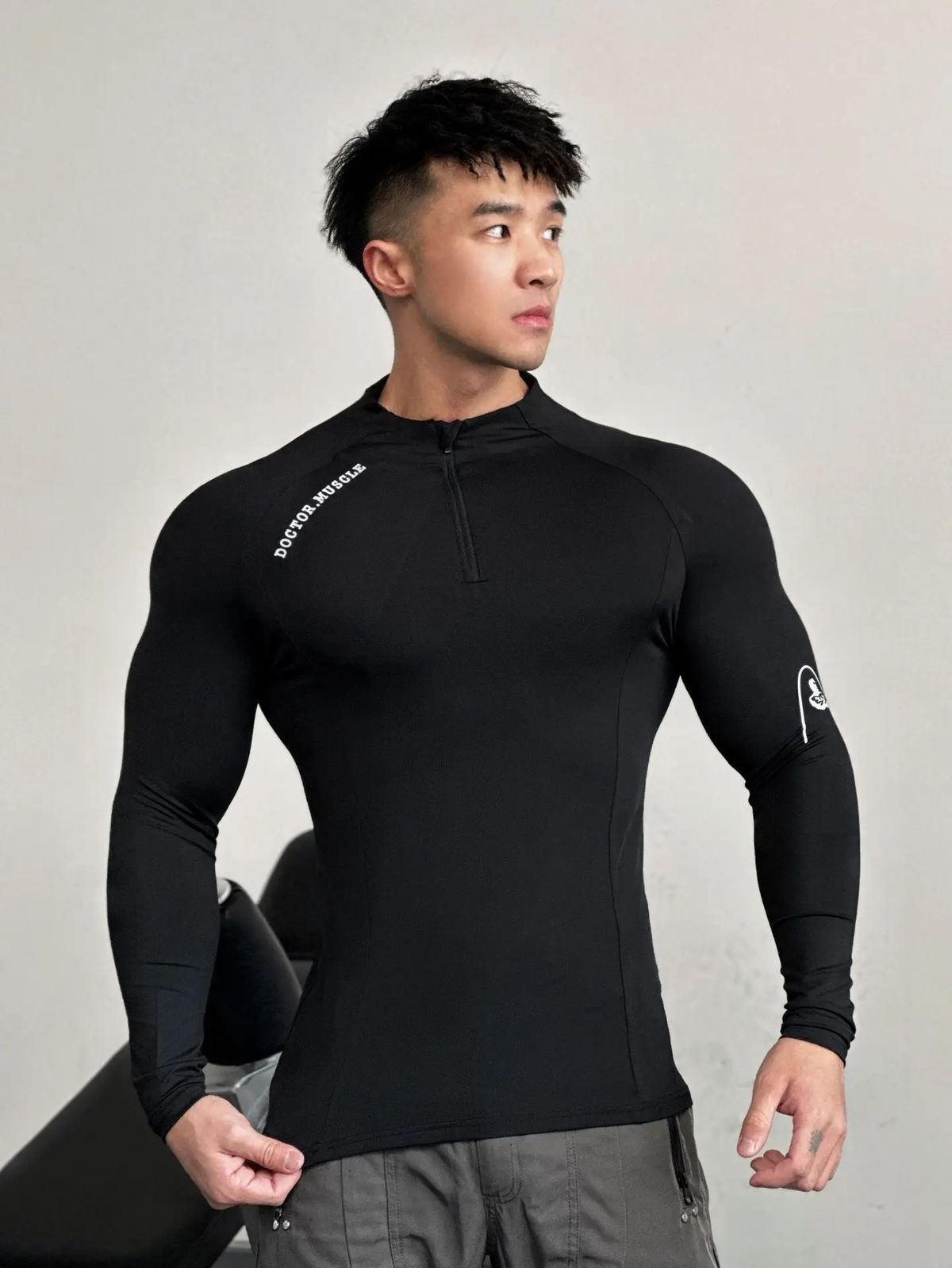 Tech Series Men's Long Sleeve, Close-fitting, Training Top, Quick-drying, Cycling, Sportswear, High Elasticity, Running_viptrois.com