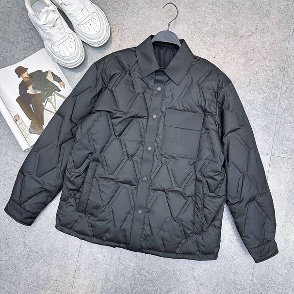 Men's Clothing Lapel Goose Down Jacket Fashion Shirt Style Single Breasted Down Jacket_viptrois.com