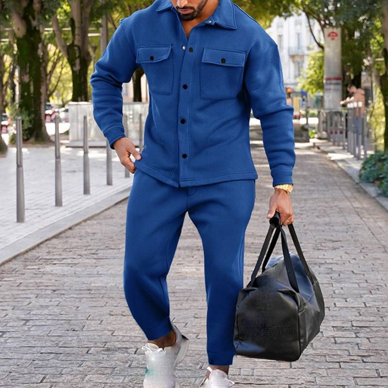 Men's Clothing Autumn And Winter Fashion Jacket Autumn Suit Single Breasted Solid Color Slim Two Piece Suit _viptrois.com