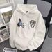 Women's Fleece-Lined Hoodie - Oversized Pullover With Letter Print For Teens & Casual Wear (S-3XL, Multiple Colors)_viptrois.com