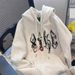 Streetwear Hoodie With Bold Letter Print – Unisex Oversized Fit, High Cotton Blend, S-2XL (White-Grey Colorway)_viptrois.com