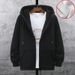 Men's Fleece Zip-Up Hoodie Sweatshirt - Oversized Casual Pullover With Full-Zip, Warm Winter Jacket For Big & Tall (Gray/Black, Plus Size Available)_viptrois.com