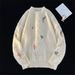 Cable Knit Crewneck Sweater – Vintage-Inspired Oversized Pullover With Textured Stitch Detail_viptrois.com