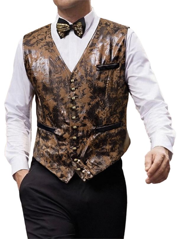 Men's Slim Fit Suede Vest – Retro Single-Breasted V-Neck For Autumn & Winter Styling_viptrois.com