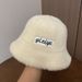 Leisure Korean Letter Sticker Fishing Women's Autumn Winter Warm and Cold Resistant Mink Hair Foldable Bowl Hat_viptrois.com