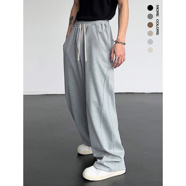 Men's Clothing Men's Casual Wide Leg Sweatpants High Street Loose Fit Joggers Straight Leg Trousers For Streetwear Comfortable Polyester Pants_viptrois.com