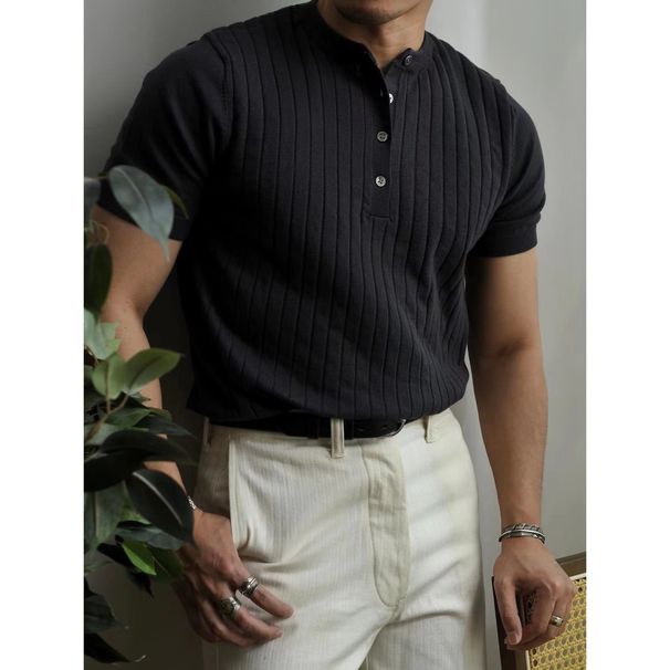 Men's Clothing Men's Short Sleeve T Shirt Fashion Summer Thin Slim Half Sleeve Knitted Bottoming Top_viptrois.com