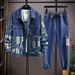 Cowboy Men's Spring Autumn 2024 New Trend Brand Trendy Teenage Boys And Students Workwear Jacket Lapel Set_viptrois.com