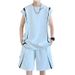 2025 Summer New Men's Sleeveless T-shirt Set Versatile Trendy Ice Feel Leisure Sports Two Piece Set_viptrois.com