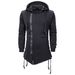 "Men's Dark Zip-Up Hoodie With Kangaroo Pocket - Oversized Fit Cotton Blend Streetwear For Casual Wear (Black, Dark Grey)"_viptrois.com
