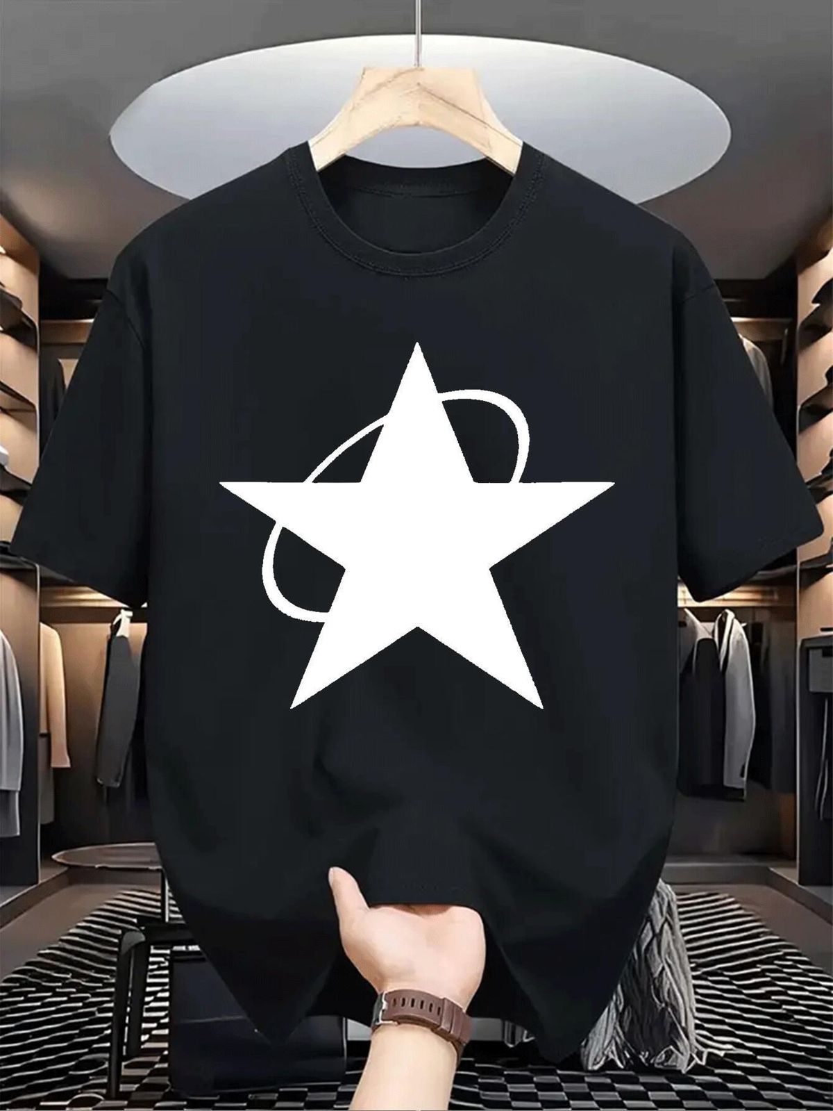 Men's Fashion Short-sleeved T-shirts Summer Slim-fit Pure Cotton Printed T-shirts Trendy Casual Versatile Tops_viptrois.com