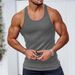 Men's Slim Racer Vest Solid Color Knitted Fitness Sports Top For Spring Summer New Casual Breathable Short Sleeve_viptrois.com