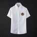 Indian Silk Short Sleeve Shirt Handmade Sunflower Pattern Casual Modern White Wrinkle Free Shape Setting Factory Direct Supply_viptrois.com