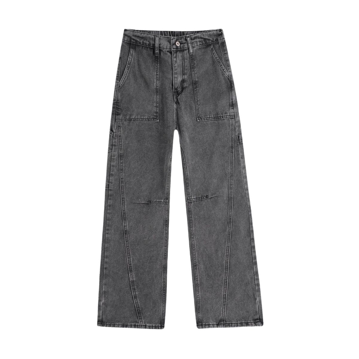 Men's Clothing Plus Size Men's Dark Patchwork Loose Straight Leg Cargo Jeans High Street For Formal & Casual_viptrois.com