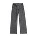 Men's Clothing Plus Size Men's Dark Patchwork Loose Straight Leg Cargo Jeans High Street For Formal & Casual_viptrois.com