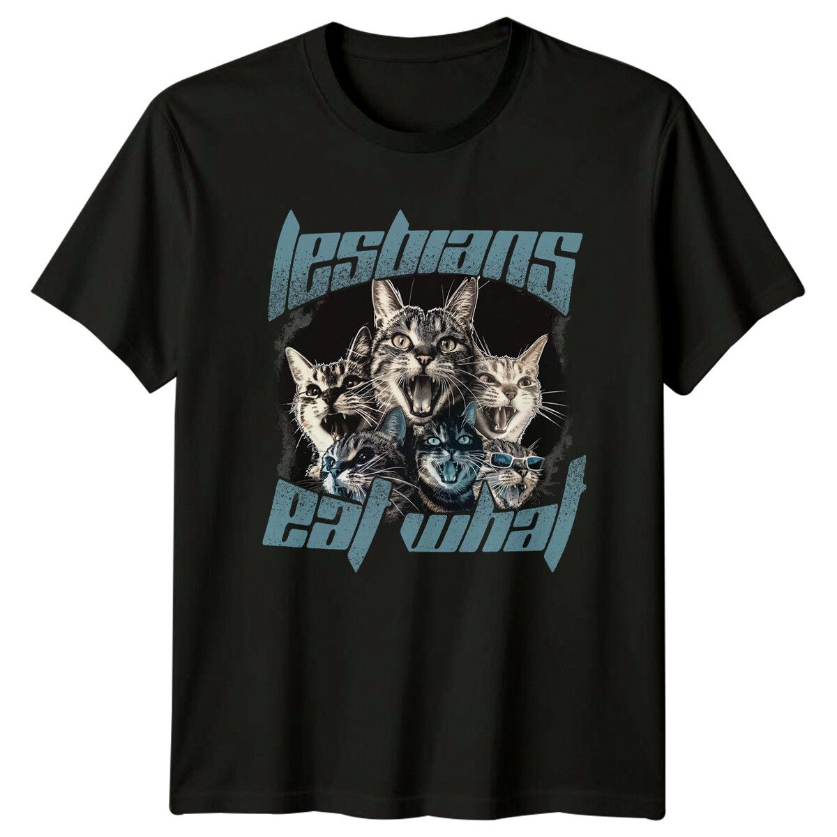 Lesbians Eat What Cats Funny Graphic T-Shirt Mens Womens Tees Top Cat Lover Tee_viptrois.com