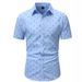 Men's Clothing Men's Digital Printing Thin Shirt Men, Slim Button Daily Casual Short Sleeved Men's Shirt_viptrois.com