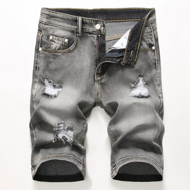 Men's Clothing Denim Pants With Holes Personality Retro Multi Color Pants Elastic_viptrois.com
