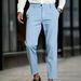 Men's Clothing Slim Fit Business Trousers Solid Color Casual Summer Thin Long Pants_viptrois.com