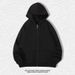Huamian Solid Color Zipper Hooded Cardigan Spring Autumn Men And Women Plus Velvet Sweatshirt Loose Shoulder Coat_viptrois.com